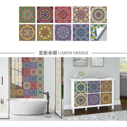 Mandala Color Tile Stickers Vintage Moroccan Vinyl Stickers Backsplash Tile Decals Kitchen Bathroom Wallpaper DIY Home Art Decor