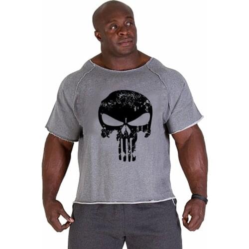 Men Run Sports Cotton T-shirt Gym Fitness Bodybuilding Short sleeve Slim t shirt Male Jogging Workout Training Tee Tops Clothing