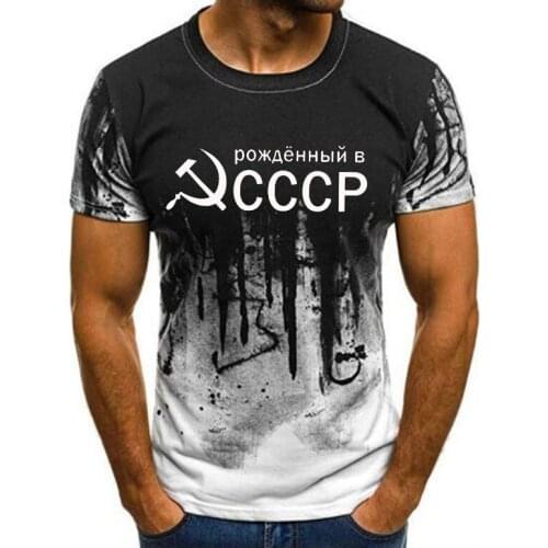New Mens T-Shirt Summer CCCP Russian T Shirts Men USSR Soviet Union Man Short Sleeve Tshirt Moscow Mens Tees O Neck Tops 130-6XL