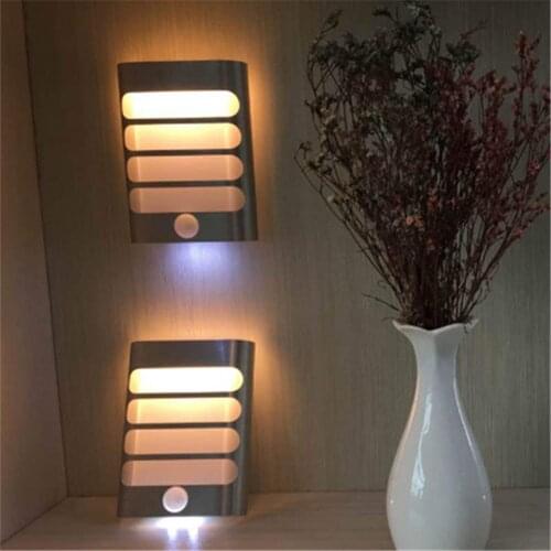 PIR Motion Sensor USB Rechargeable Or Battery Powered LED Night light LED Wall Sconce Night Light Auto On/Off for Hallway Close