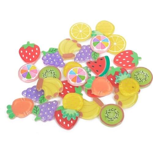 20Ps Resin Kawaii Accessories Fruit Slices Flatback Cabochon Embellishment For Scrapbooking Diy Decoration Craft Mixed
