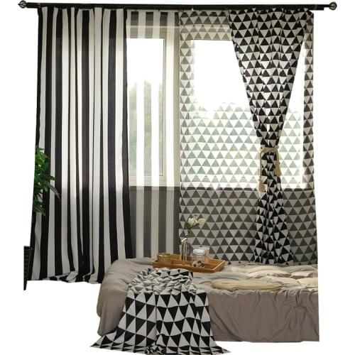 Nordic Classic Black and White Stripe Printed Blackout Curtains for Living Room Bedroom Geometric Fashion шторы Window Drapes