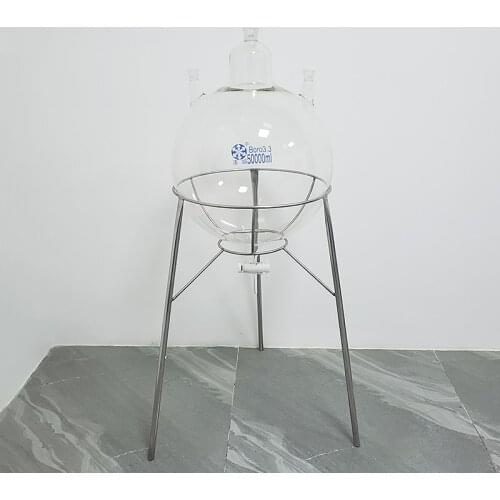 Three-necked round bottom flask straight shape 50000ml Main 29/32, Side 24/29,with three necks standard ground mouth,PTFE door