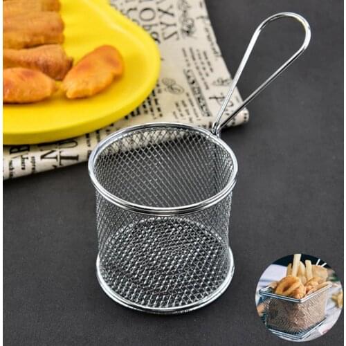 French Fries Basket Portable Stainless Steel Chips Mini Frying Basket Strainer Fryer Kitchen Cooking Chef Basket Colander Tool