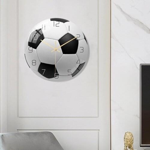 Creative Football Wall Clock Acrylic Footballs Design Hanging Clock Mute Clock Decorative Hanging Clocks Wall Decor Home Decor