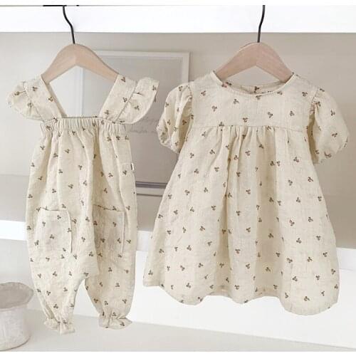 Ruffles Lace Floral Girls Romper Summer Linen Cotton Infant Bodysuit for Toddler Girls Clothing Set Children One-Piece Clothing