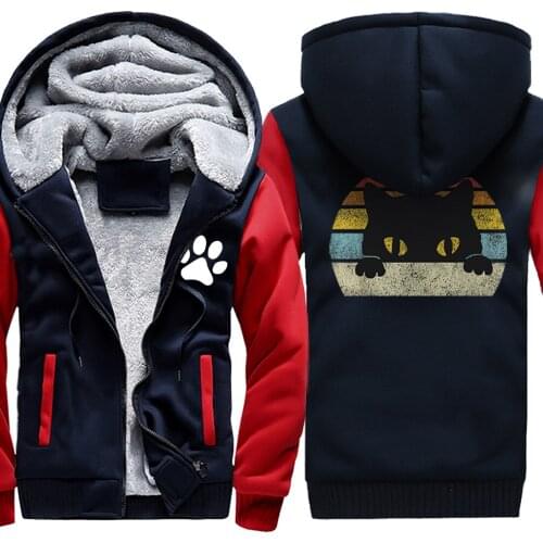 Big Eyes Cat Keep Warm Mens Raglan Thicken Jackets Winter Korean Style Fashion Tracksuits Hipster Streetwear sudadera hombre