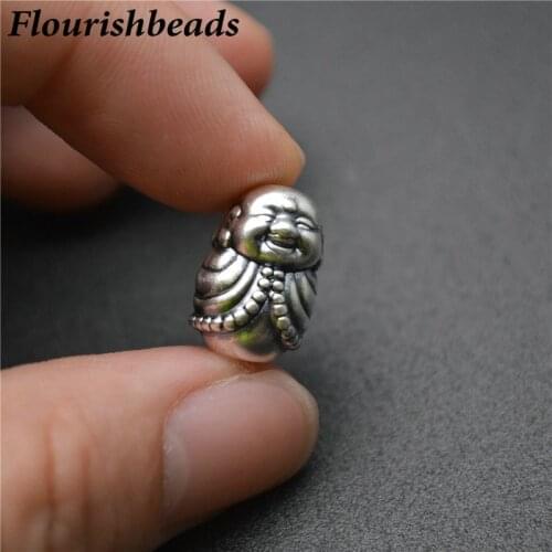 Mini Laughing Buddha Shape Beads Vintage S999 Anti Silvery Charms Fits Bracelet Necklace Making 11x16mm