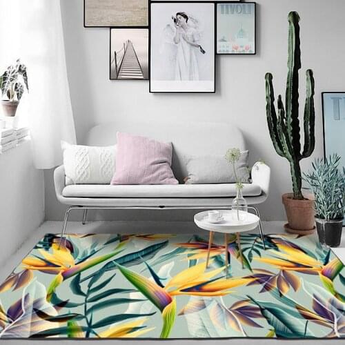 Fashion Nordic Yellow-green Leaf Plant Doormat Bedroom Living Room Bedside Carpet Kitchen Floor Mat