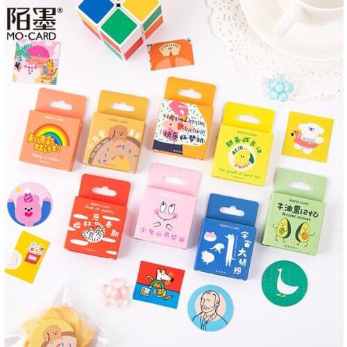 46 Pcs/box 8 Design Kawaii Cartoon Stickers aesthetic Decorative collage Scrapbooking Stationery Adhesive Diy Stickers Labels