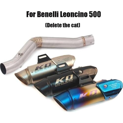 For Benelli Leoncino 500 Mid Link Pipe Delete Original Catalyst Connect 51mm Exhaust Tips Muffler Motorcycle