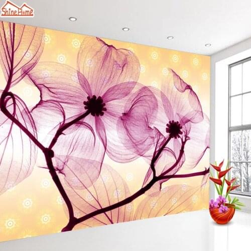 Custom Any Size 3D Mural Wallpaper Retro Style Purple Floral Photo Painting for Living Room Nature Theme Hotel Decor Walls Rolls