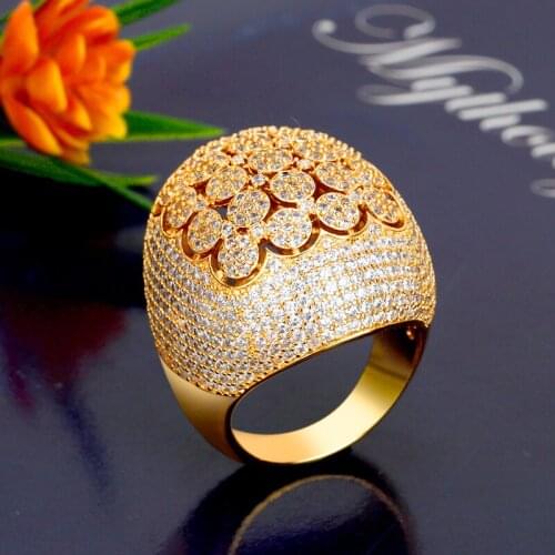 Bride Talk Luxury Jewelry Big Wedding Rings Full Micro Pave Cubic Zirconia Dubai Bridal Popular Jewellery For Engagement Party