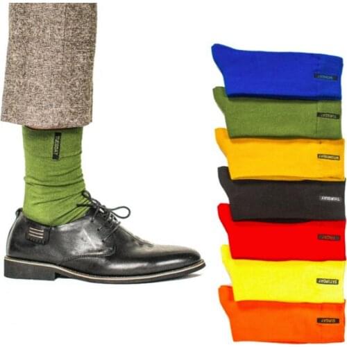 Weekly Socks Men Cotton Solid Mens Happy Socks Dress Casual Boys Socks Fashion Candy Color 7 Days Week Socks Free Shipping