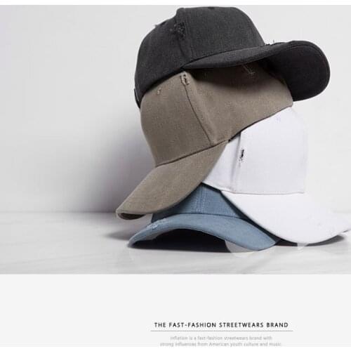 New Fashion Brand Mens and Womens Retro Worn Hole Casquette Solid Color Baseball Cap Sunshade Hat