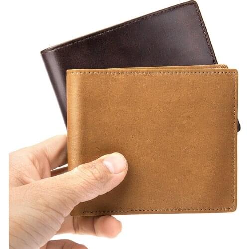 New Genuine Leather Short Wallet Men Purse for Men Card Holder Blocking Small Wallets Slim Mens Wallet