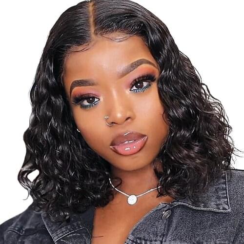 Curly Bob Wig Lace Front Human Hair Wigs Short Bob Closure Wig Deep Wave 13x4 Lace Frontal Wigs Natural Brazilian Hair For Women