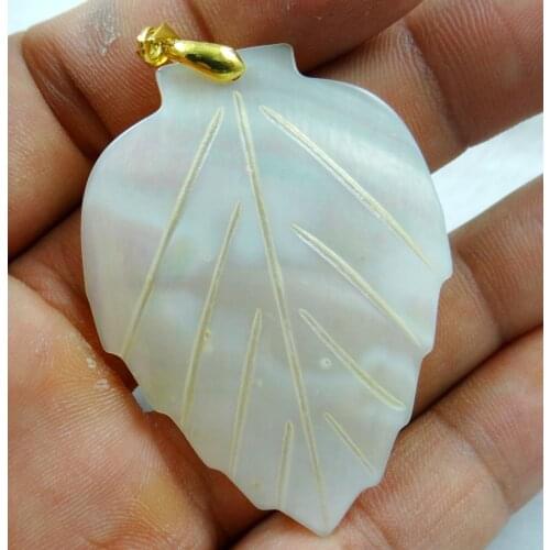 5pcs Natural Freshwater Leaves Shell Necklace Pendants For Jewelry Making Charms Pendants 52*40MM P307