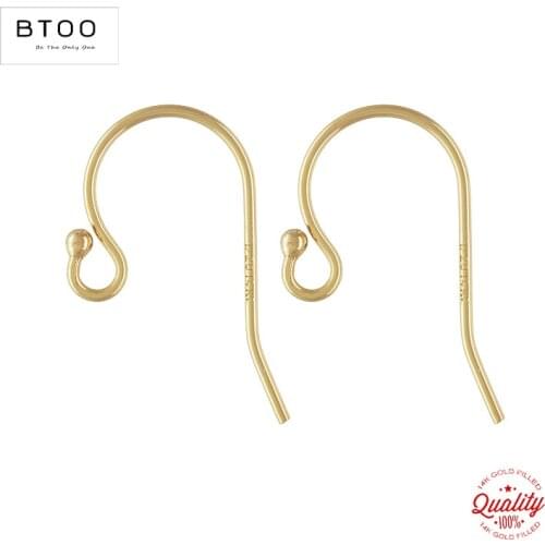 14K Gold Filled Ball End Ear Wire 12MMx20MM (0.66mm) Gold Ear Wire for Jewelry Making Handmde DIY Earrings Accessories