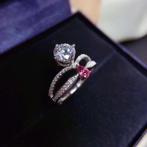 Moissanite Diamond Classic Style Ring VVS S925 Sterling Silver Fashion Fine Wedding Jewelry For Women Free Shipping MeibaPJFS