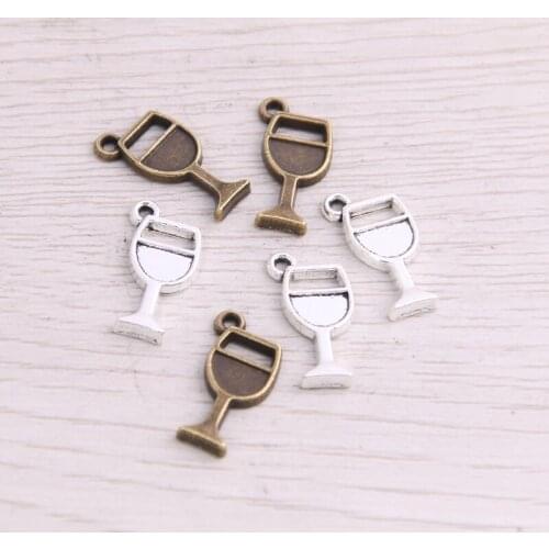 SWEET BELL 70pcs 10*18mm Two Color Metal Zinc Alloy Wine Glass Charms Fit Jewelry Pendant Charms Makings