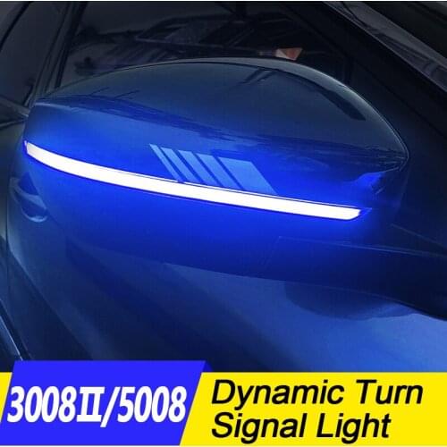 LED Blue Dynamic Turn Signal Blinker Flowing Water Blinker Flashing Light For Peugeot 3008 5008 2016 17 18 19 2020 Accessories