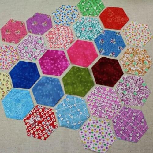 Tilda Floral ,Paid Handmade DIY Patchwork Cotton Fabric Beautiful Hexagonal Neadend Sewing Cloth 3.8CM 100 pcs