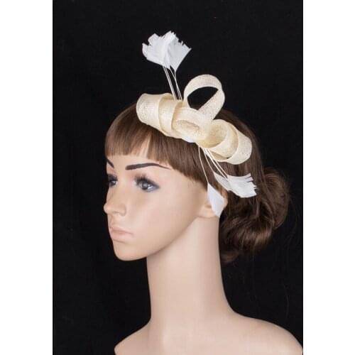 Vintage Hair Fascinator Hat Feather Headwear Elegant Ladies Women Hair Clip Wedding Headdress Occasion Loops Fascinators MYQ095
