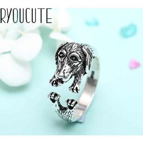 Vintage Silver Color Dog Rings for Women Bijoux Gift Female Adjustable Size Finger Rings Anillos Wholesale