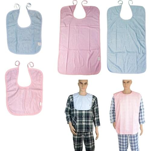 Short Waterproof Washable Reusable Adults Disability Bib Mealtime Clothing Protector Apron Soft Cotton Material, 40x30cm
