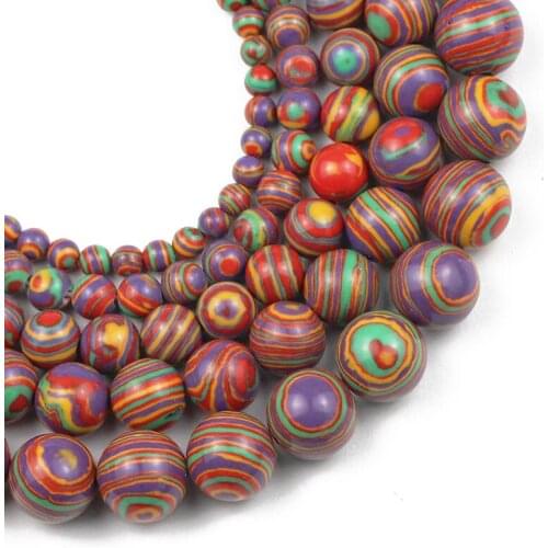 YHBZRET 4/6/8/10/12MM Red Natural Malachite peacock Stone Round Loose Spacer beads for Jewelry making DIY bracelet accessories