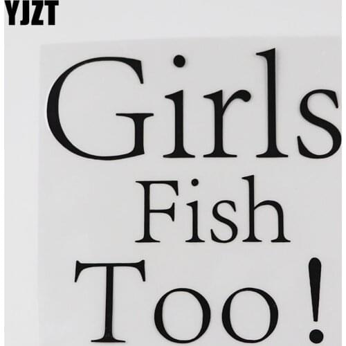 YJZT 11.1CM*11.5CM Interesting Girls Fish Too!And Humorous Words Car Decal Vinyl 13D-0054