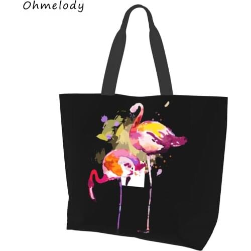Painting Flamingo Womens Shoulder Handbags Hawaii Style Travelling Beach Bags Foldable Shopping Tote Summer 2021 New Arrival
