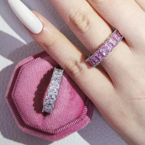 Hot fashion solid 925 sterling silver oval zircon wedding eternity band for women anniversary party special unique R4573