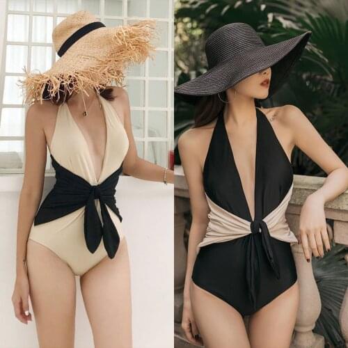 Female Swimwear Girls Deep V-Neck Monokini Sleeveless Swimsuits Strappy Bathing Suit for Summer