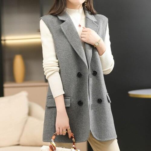 Womens wool vest 2021 new spring, autumn and winter sleeveless 100% double-sided wool coat jacket women