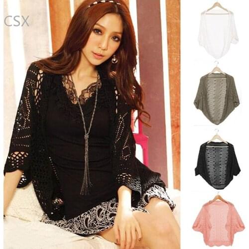 2018 New High Quality Autumn/Spring Korea Women Hollow batwing Sleeve Sweater Coat Shawl Shrug Jacket Knitwear Cardigan 29