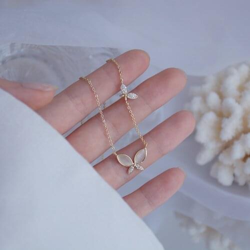 2021 New Fashion Brand Jewelry Elegant Opal Butterfly Pendant&necklaces for Women Delicate Zirconia Charm Choker Necklaces