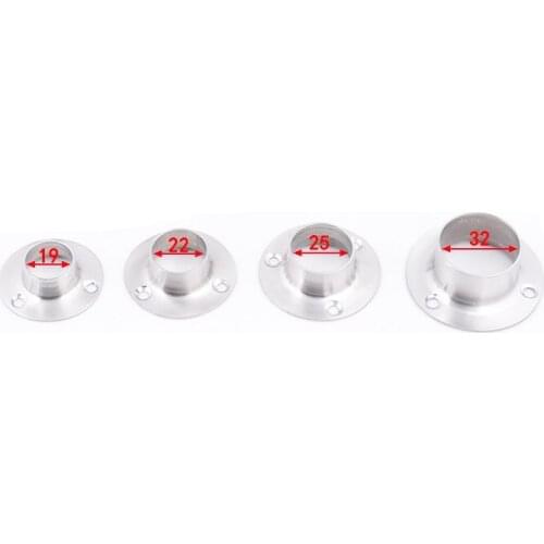 10PCS 19/22/25/32MM Stainless Steel Flange Pipe Bracket Hanging Clothes Rod Seat Hanger Flange Bracket Closet Rod Pipe Brackets