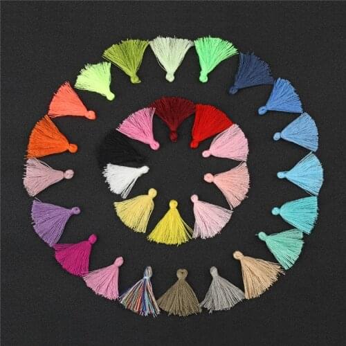 100PCS 3CM Mini Cotton Thread Fabric Tassel DIY Pendant Jewelry Bracelet Key Making Fringe Trim Craft Tassels Sewing Accessories