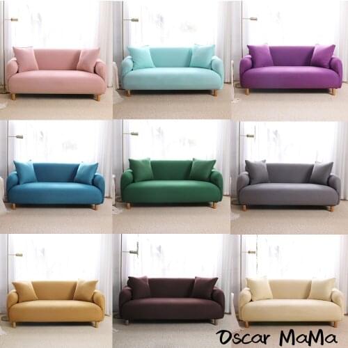 12 Solid Color Elastic Stretch Universal Cover Sofa 2 3 4-Seater L Shape Armchair Slipcover Living Room Modern Home Decoration