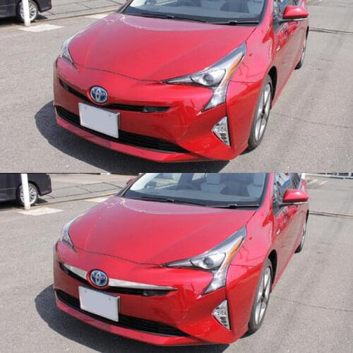 2PCS SUS304 Stainless Steel Front Emble Garnish Trim Car Styling Cover For Toyota Prius 4 ZVW50 2015 UP