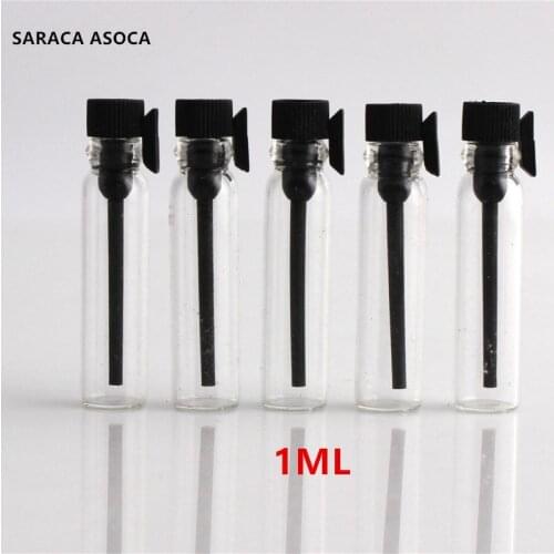 200pcs 1ML 1.5ml 2ml Clear Mini Glass Perfume Bottle Small Oil Spray Container Trial Installed Vial