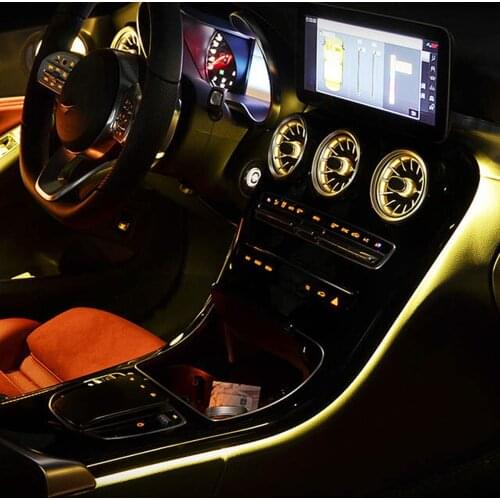 Car Interior 3/64 Colors LED Ambient Light For W205 BENZ C GLC Class C260 GLC C180 Class Atmosphere Lamp Advanced Light Cover