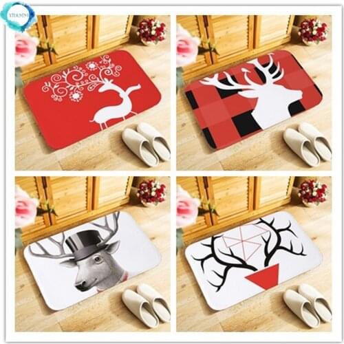 40x60cm Outdoor Entrance Doormat Cartoon Deer Elk Printed Small Area Rug for Bedroom Kitchen Hallway Doormat Anti-slip Door Mat