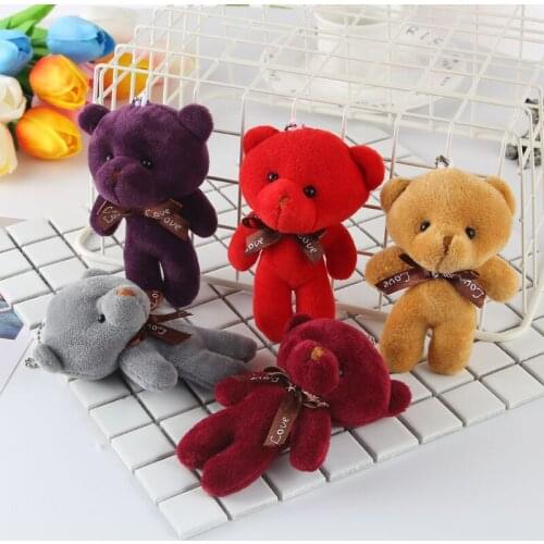 5PCS 12cm a tie plush toy teddy bear doll pendant keychain PP Cotton Soft Stuffed Bears Toy Doll toy gifts M057