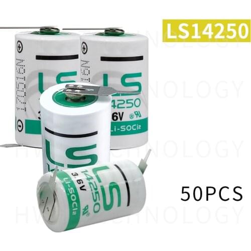50pcs/lot Original New FOR SAFT LS 14250 LS14250 1/2 AA 1/2AA 3.6V 1250mAh PLC Lithium Battery With Pins wholesale Free Shipping