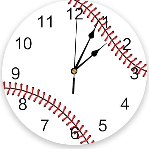 Baseball Sports Red White Creative Wall Clock For Home Office Decoration Living Room Bedroom Kids Room Hanging Watch