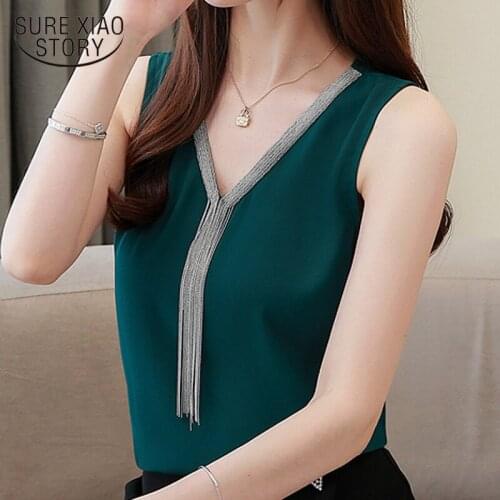 Blusas Mujer De Moda 2021 Summer V-neck Office Lady Chiffon Blouse Women Korean Shirts Womens Tops and Blouses Camisas Mujer