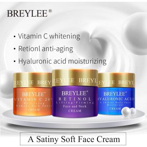 BREYLEE 40g Face Cream Hyaluronic Acid Moisturizing Day Cream Retinol Anti Wrinkle Vitamin C Whitening Skin Care Acne Treatment